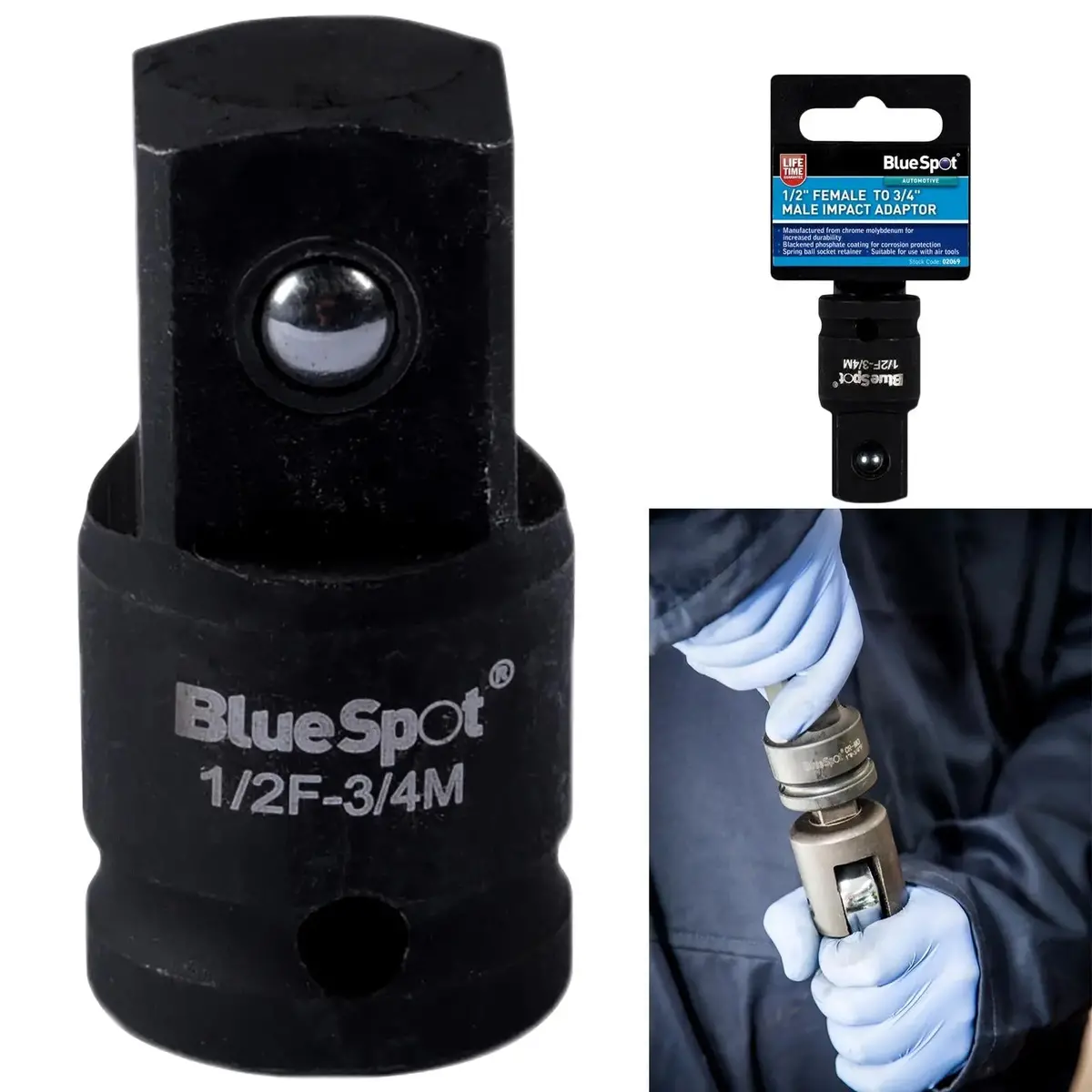Bluespot Impact Socket Adaptor 1/2" Female To 3/4" Male 1