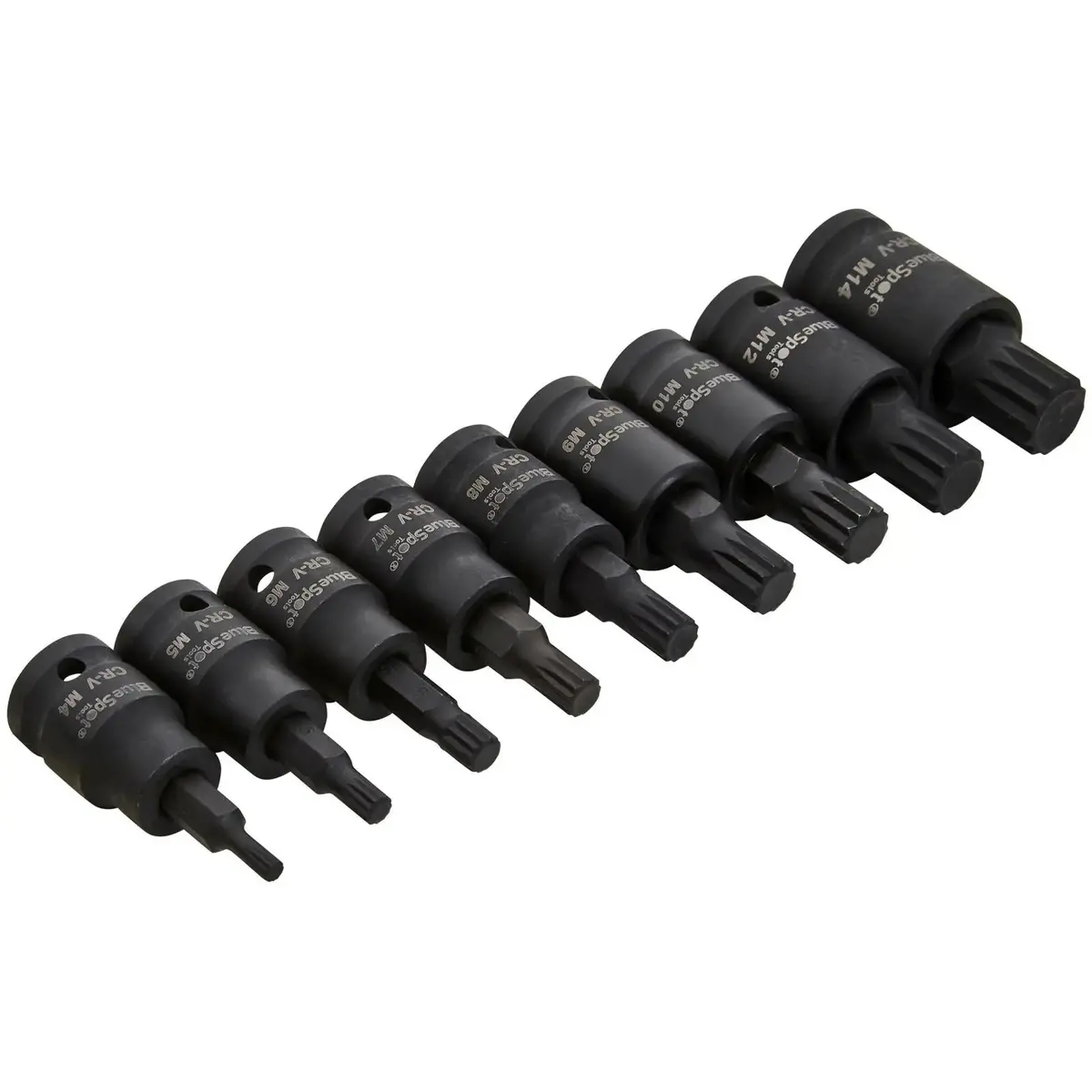 Bluespot Impact Spline Socket Bit Set 3/8" Drive M4-M14 9 Piece 1