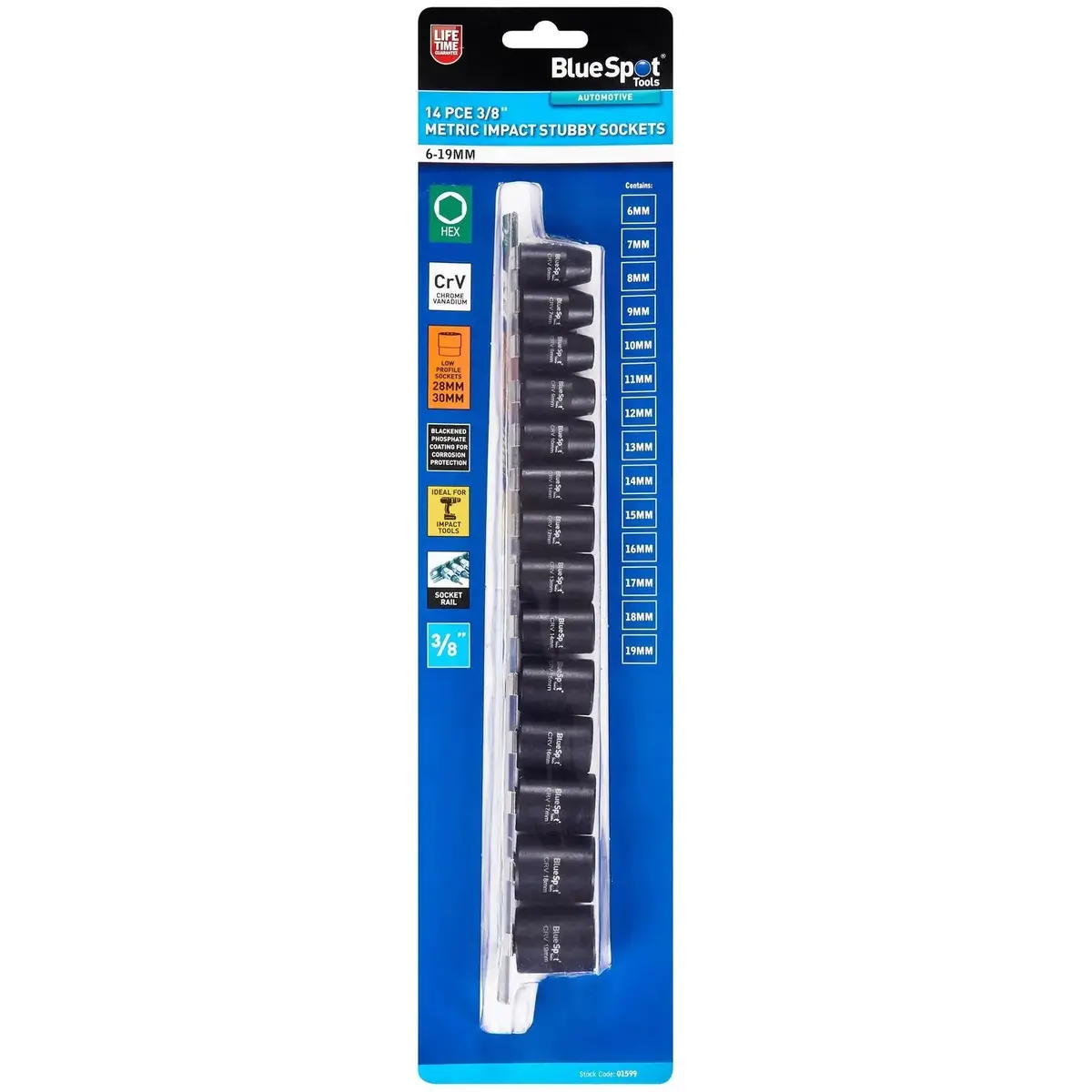 Bluespot Impact Stubby Socket Set 3/8" Drive 6-19Mm 14 Piece 1