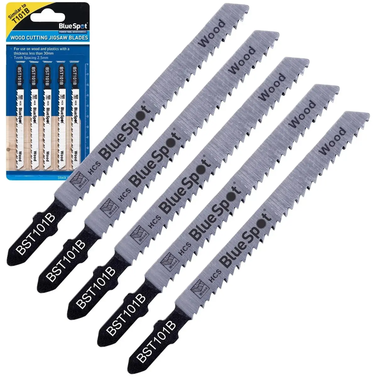 Bluespot Jigsaw Blades 5 Piece Clean Cut For Wood 10 Tpi T101b 1