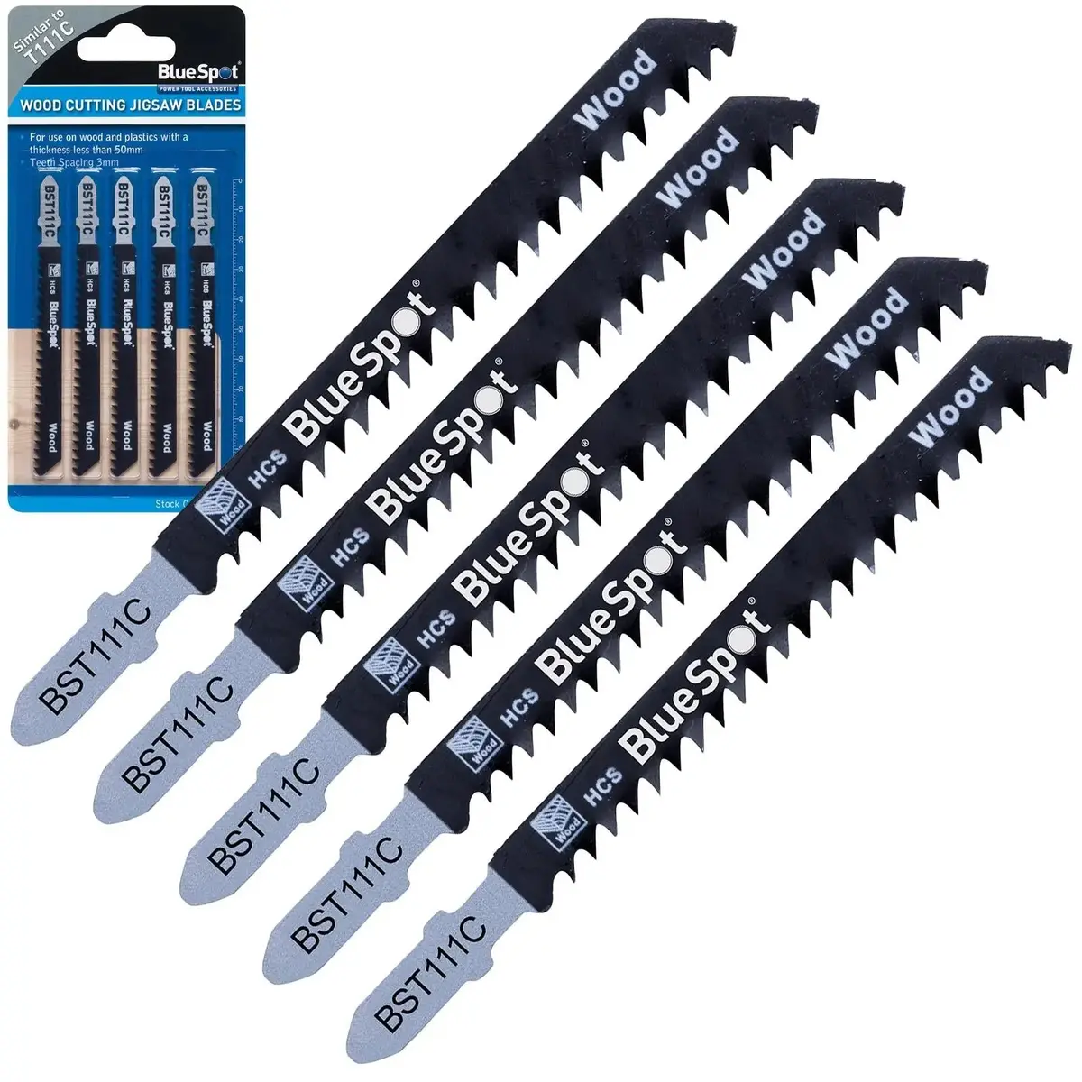 Bluespot Jigsaw Blades 5 Piece Quick Cut For Wood 8 Tpi T111c 1