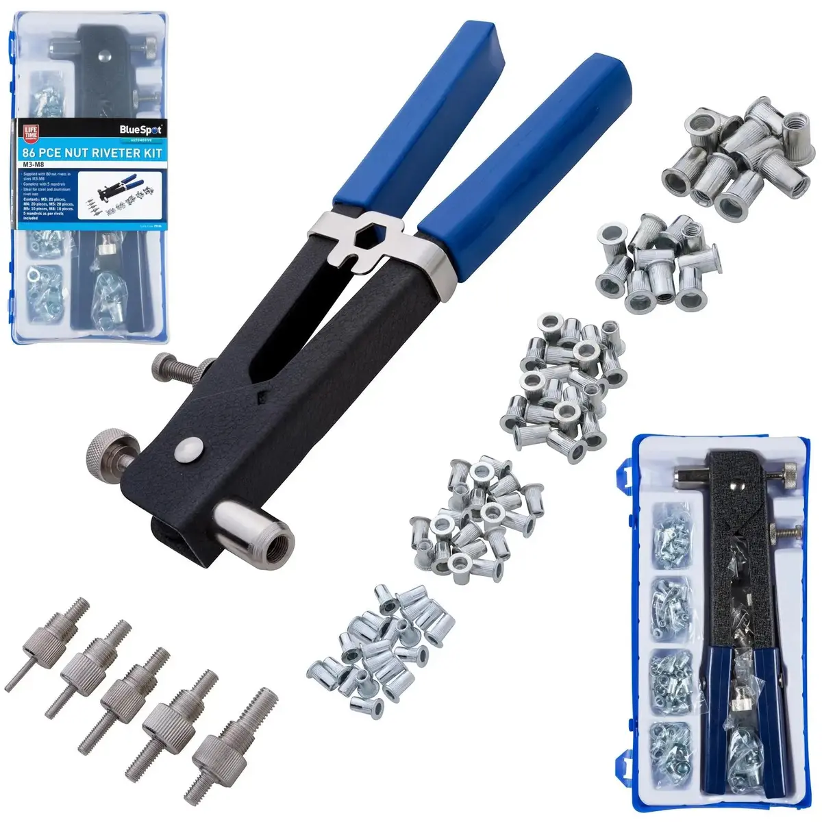 Bluespot Nut Riveter Kit 86 Piece M3-M8 In Storage Case 1