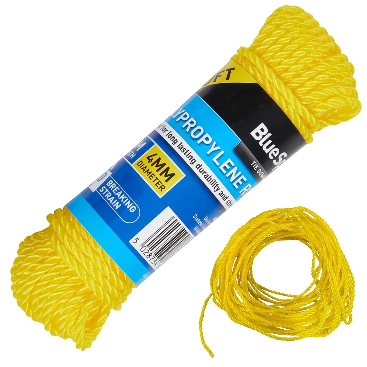 Bluespot Polypropylene Rope Yellow 15M X 4Mm 50Ft 1