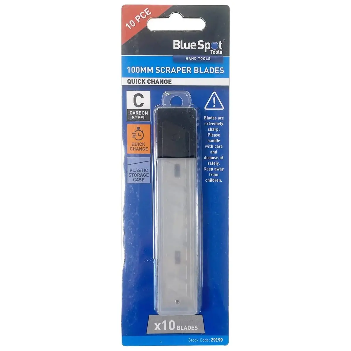 Bluespot Quick Change Scraper Blades 100Mm 10 Pack 1
