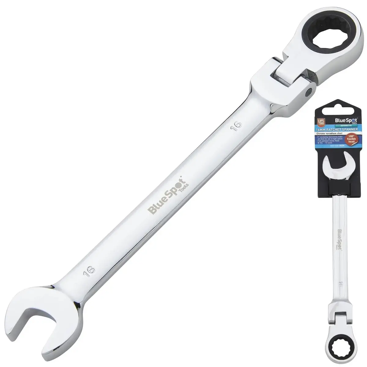 Bluespot Ratchet Combination Spanner Flexible Head Chrome Vanadium 16Mm 1