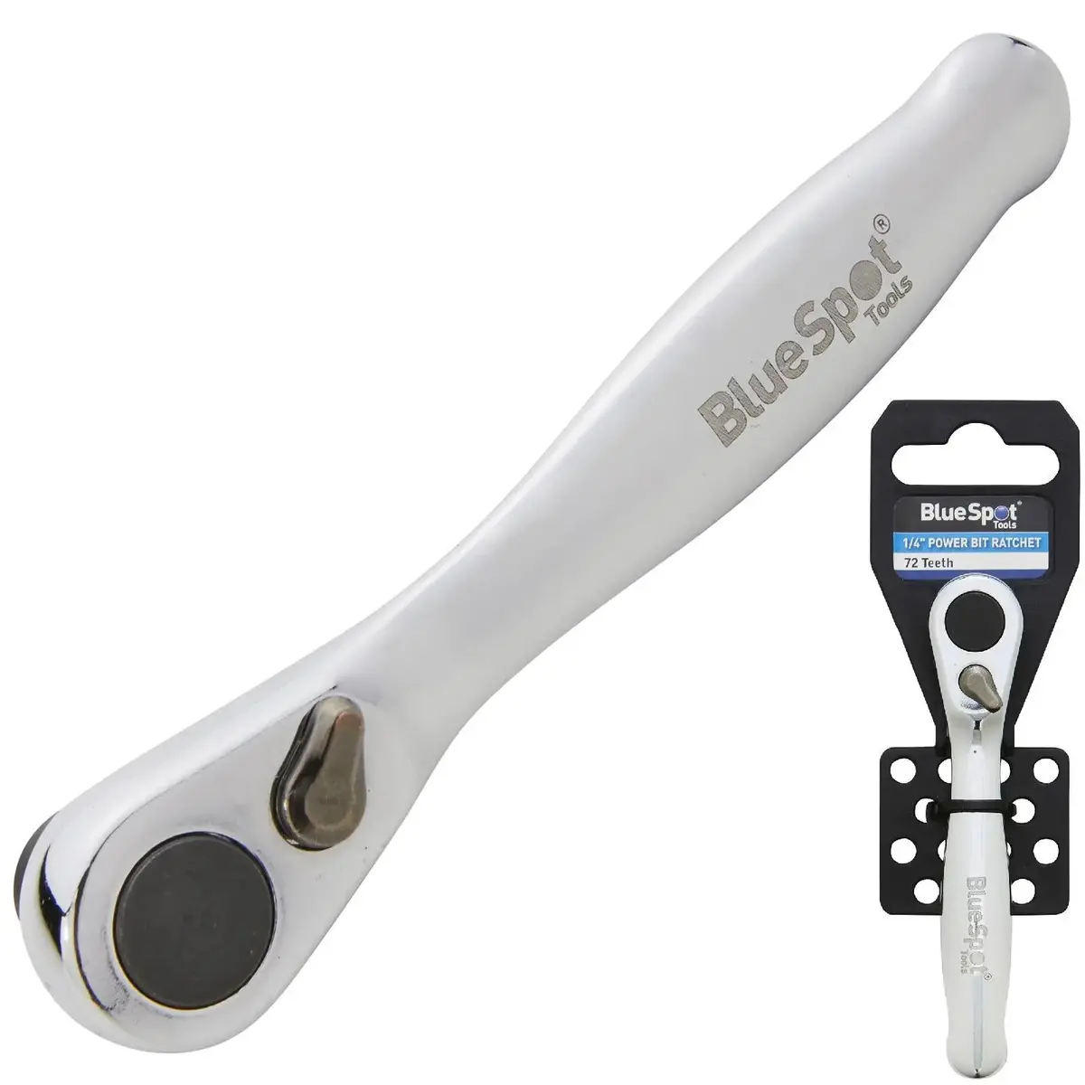 Bluespot Screwdriver Bit Ratchet Handle Wrench 1/4" Hex 72 Tooth 1