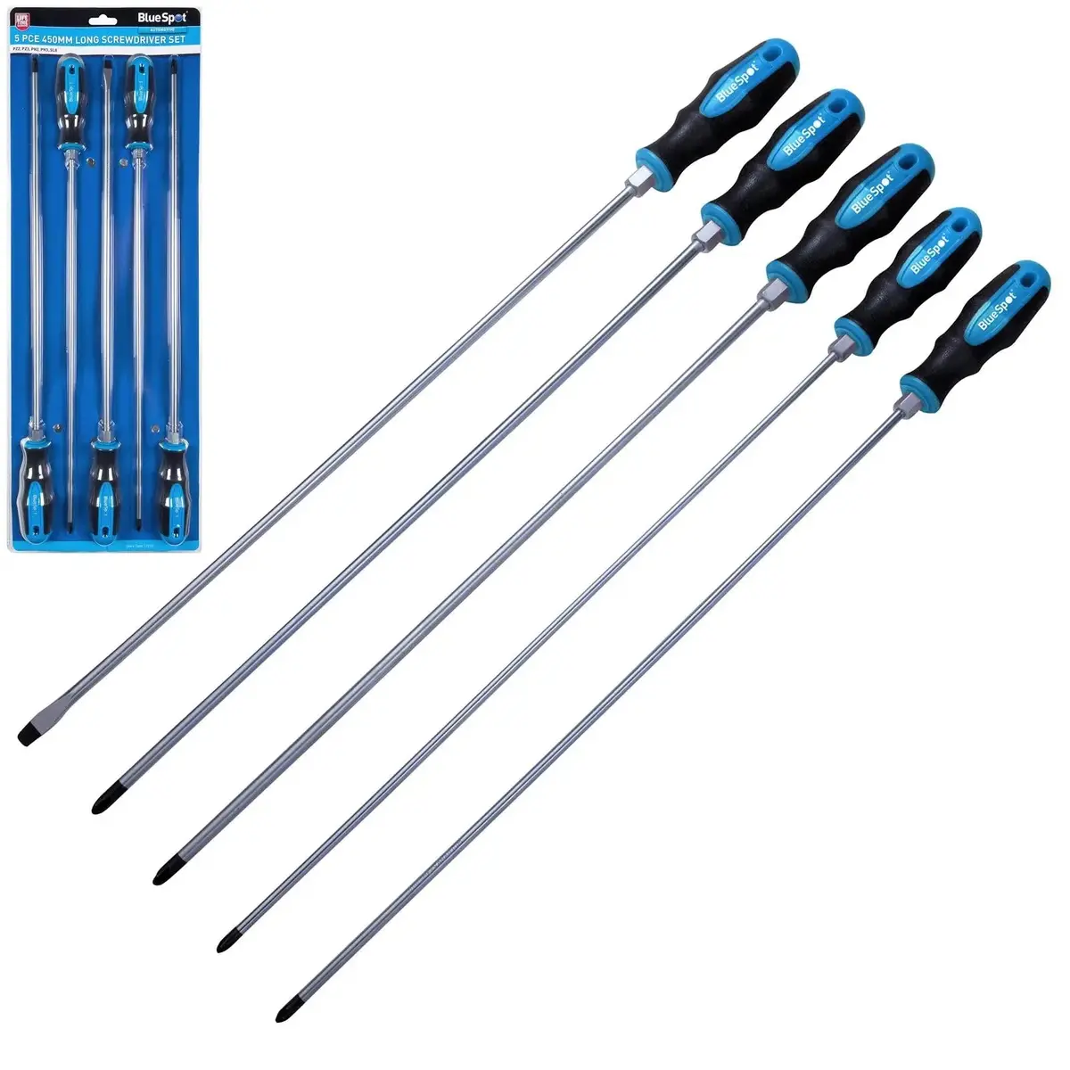 Bluespot Screwdriver Set With Hex Bolster 450Mm Long 5 Piece 1