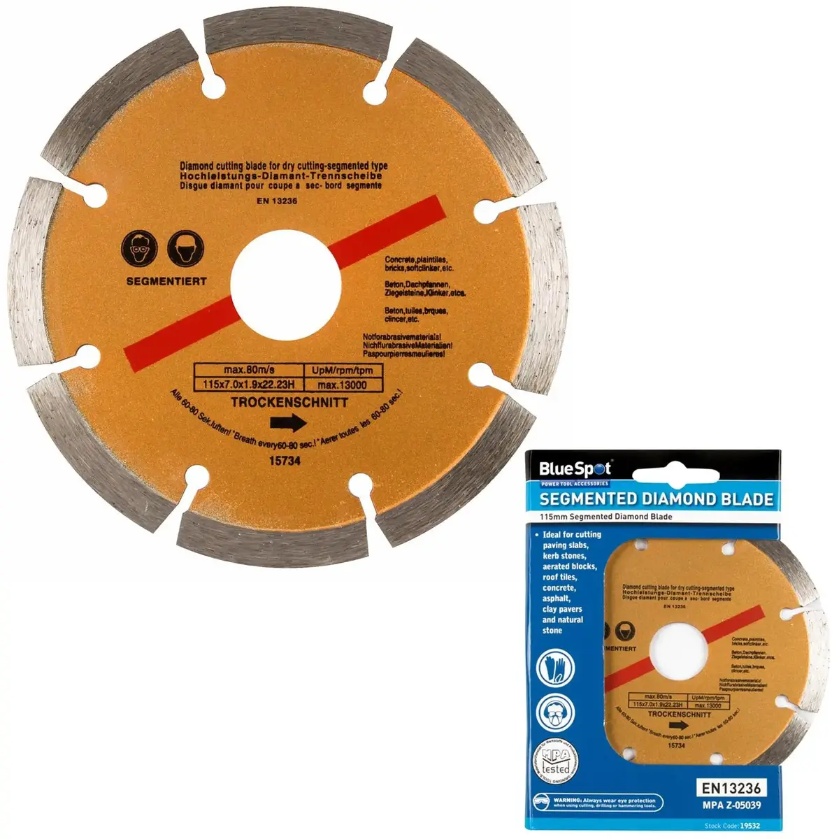 Bluespot Segmented Diamond Cutting Disc Blade Stone Block Tile Concrete 115Mm 4 1/2 1