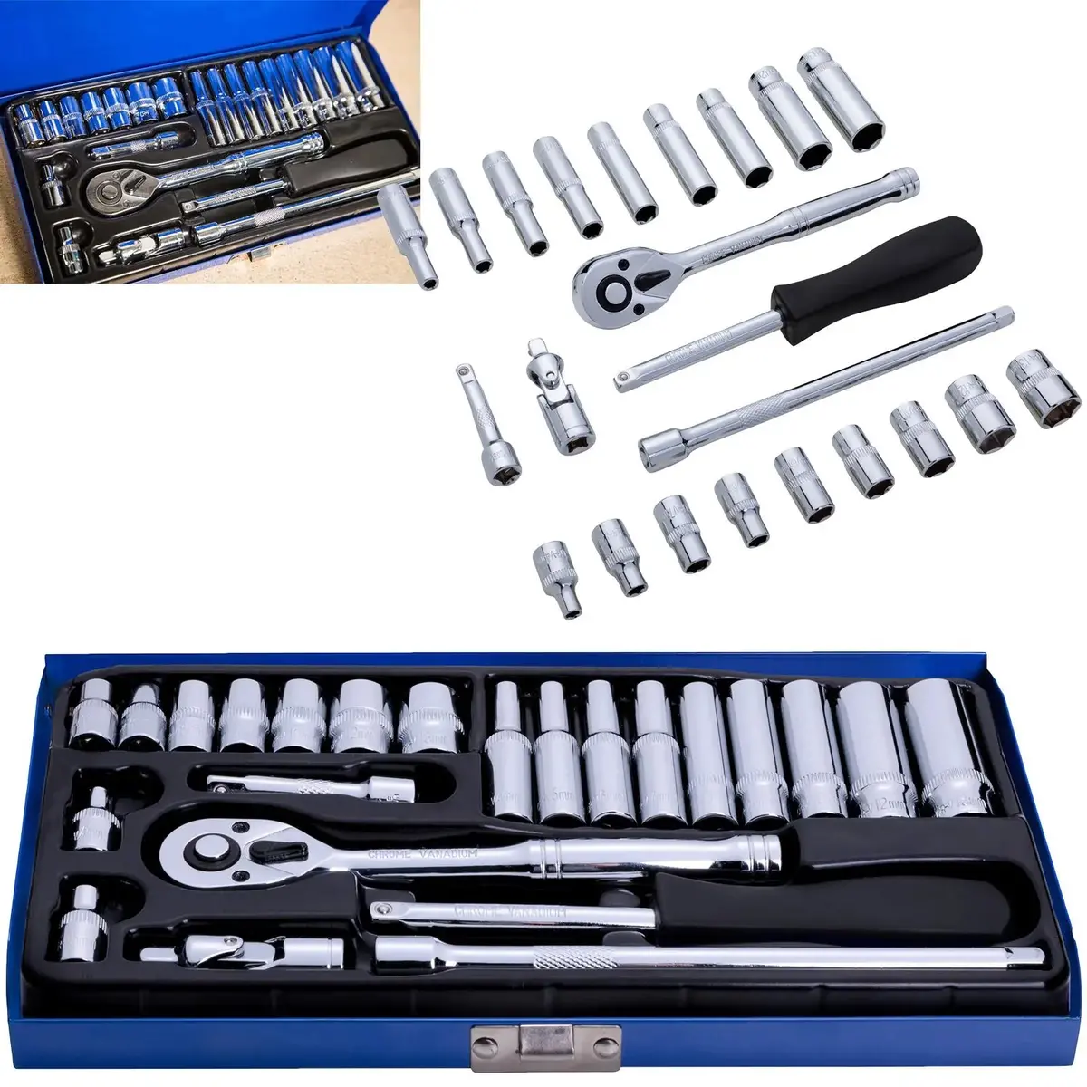 Bluespot Socket Set Metric 1/4" Drive 24 Piece 4-13Mm In Metal Case 1