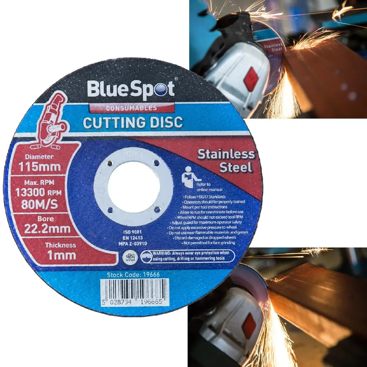 Bluespot Stainless Steel Metal Cutting Slitting Disc 115Mm X 1Mm 1