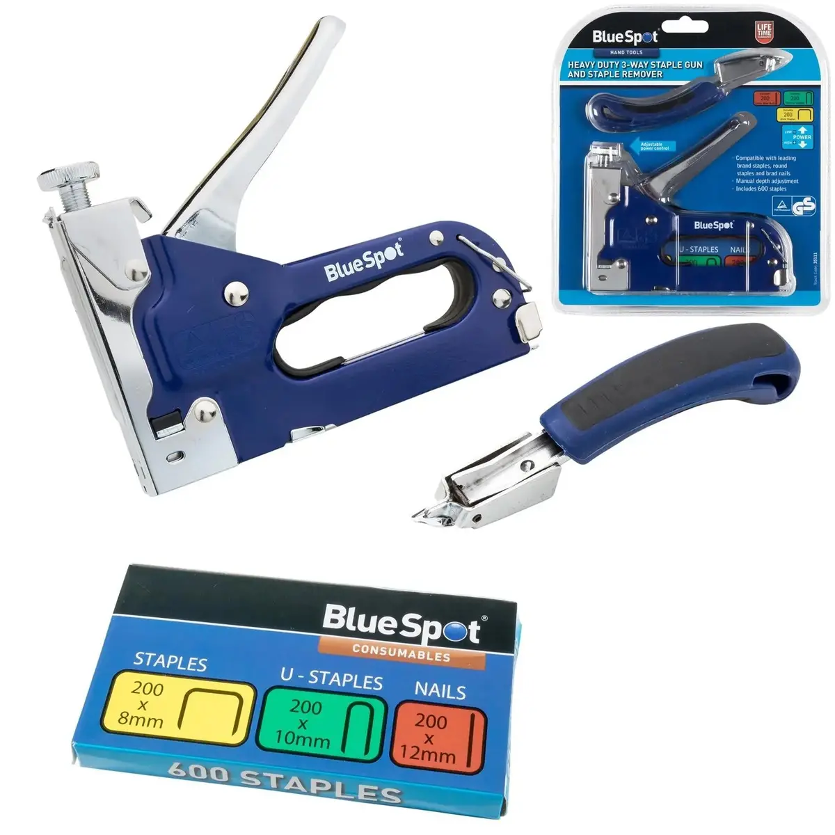 Bluespot Staple Gun And Staple Remover Set Heavy Duty 3 Way 1