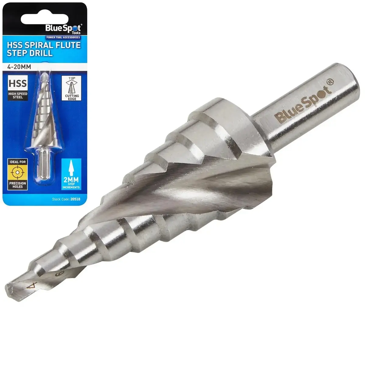 Bluespot Step Drill Hss Spiral Flute 4-20Mm 1