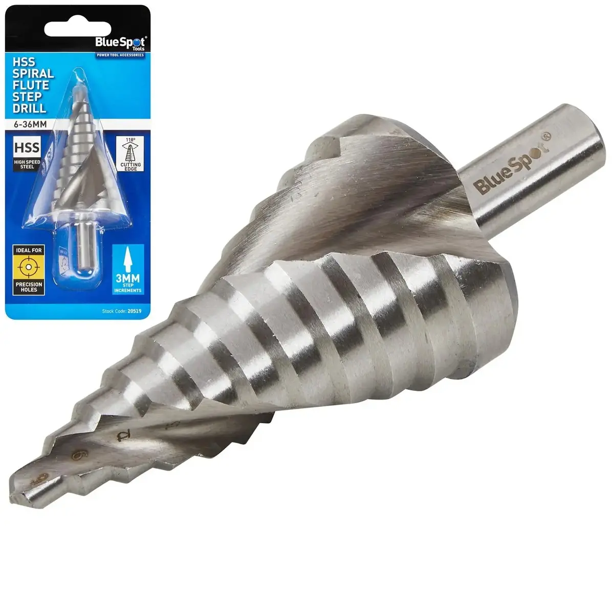 Bluespot Step Drill Hss Spiral Flute 6-36Mm 1
