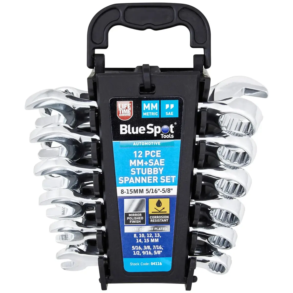 Bluespot Stubby Combination Spanner Set Metric Imperial 8-15Mm 5/16"-5/8" 12 Piece 1