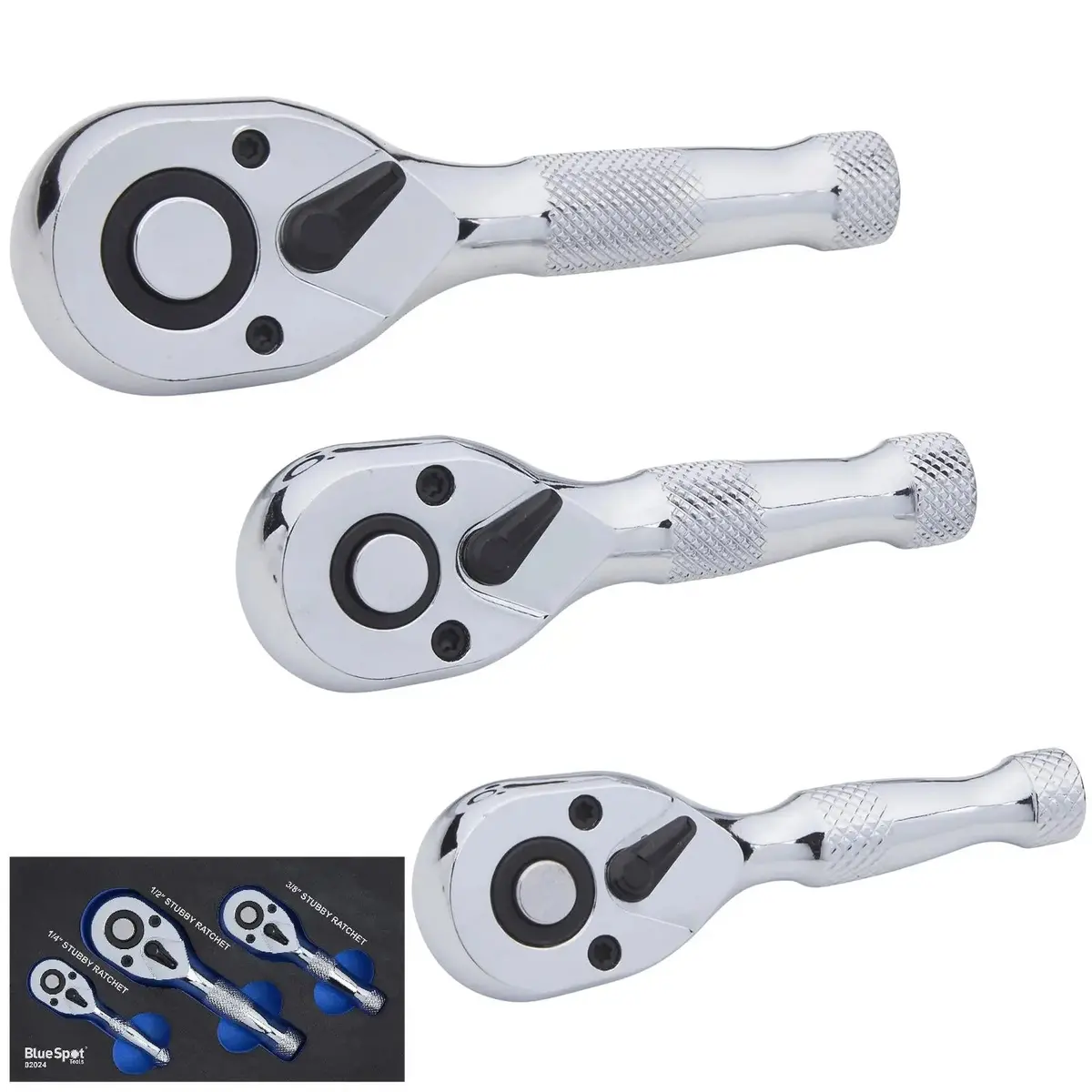 Bluespot Stubby Ratchet Set In Eva Foam 3 Piece 1/4" 3/8" 1/2" Drive 1