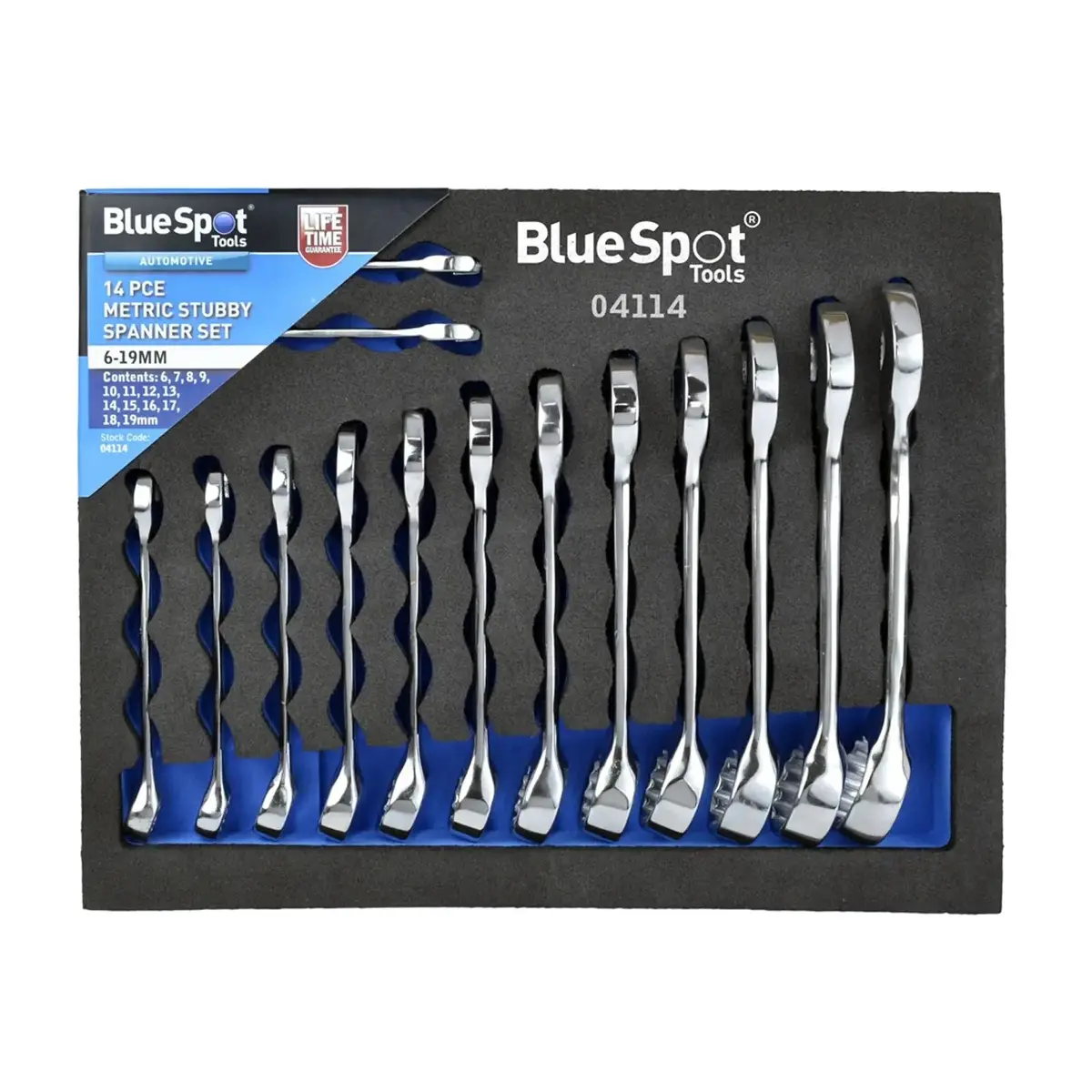 Bluespot Stubby Spanner Set In Eva Foam 14 Piece 6-19Mm Metric Eva Foam Tray 1