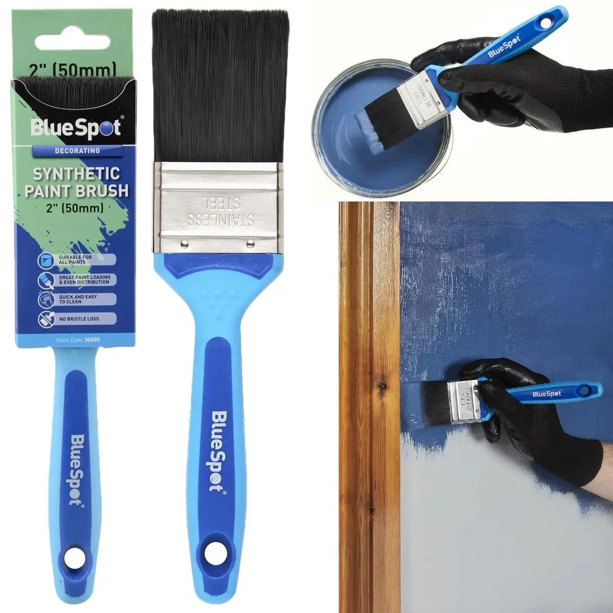 Bluespot Synthetic Paint Brush With Soft Grip Handle 50Mm (2") 1