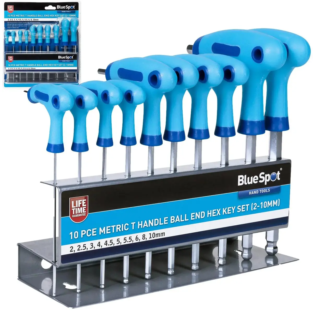 Bluespot T-Handle Ball End Hex Key Set 10 Piece 2Mm-10Mm 1