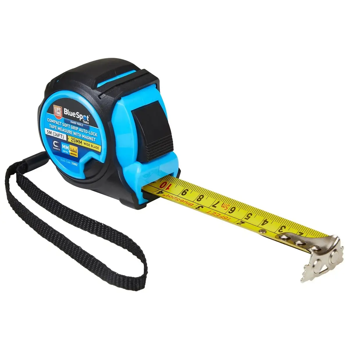 Bluespot Tape Measure 5M 16Ft Compact Soft Grip Self Locking With Magnet 1