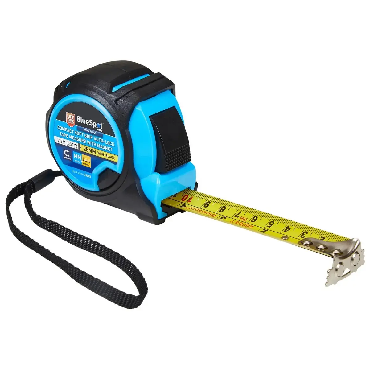 Bluespot Tape Measure 7.5M 25Ft Compact Soft Grip Self Locking With Magnet 1