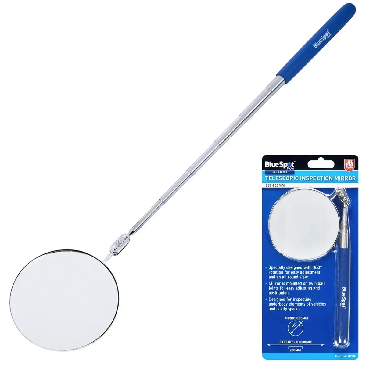 Bluespot Telescopic Inspection Mirror 280-880Mm Mirror Diameter 85Mm 1