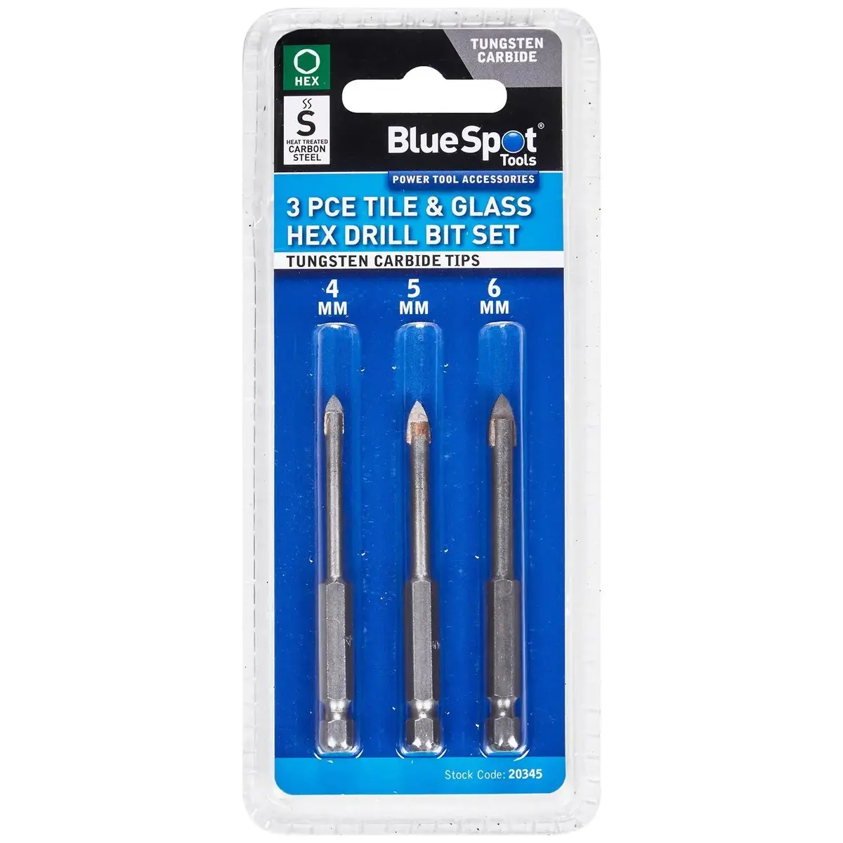 Bluespot Tile And Glass Drill Bit Set 4-6Mm Hex Shank 3 Pieces 1