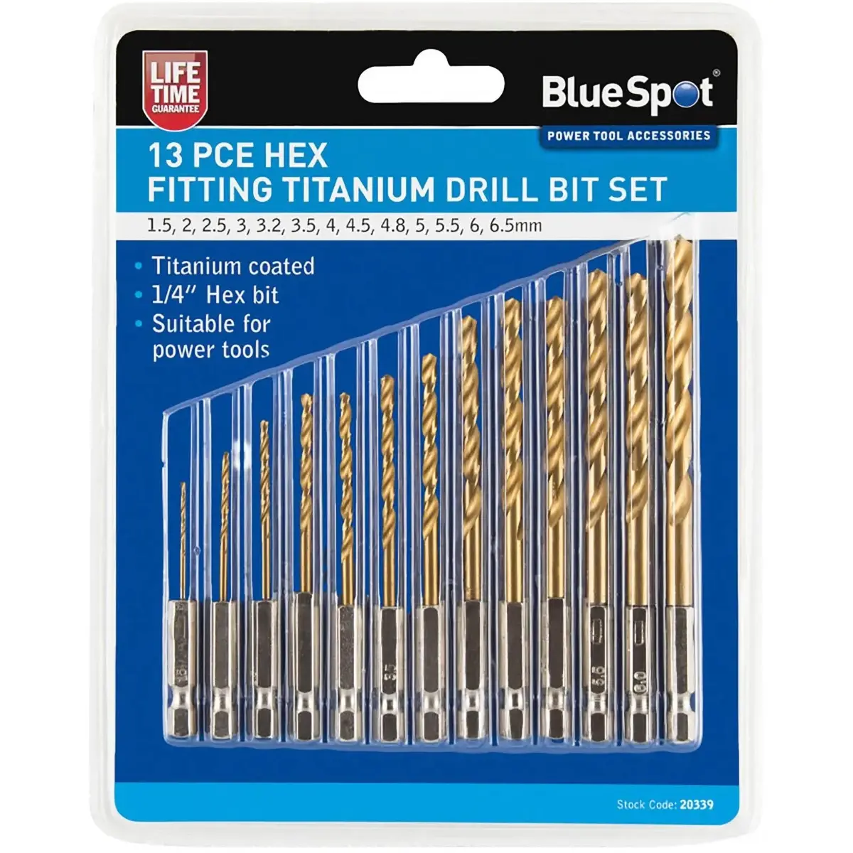 Bluespot Titanium Drill Bit Set 13 Piece 1.5-6.5Mm Hex Shank 2