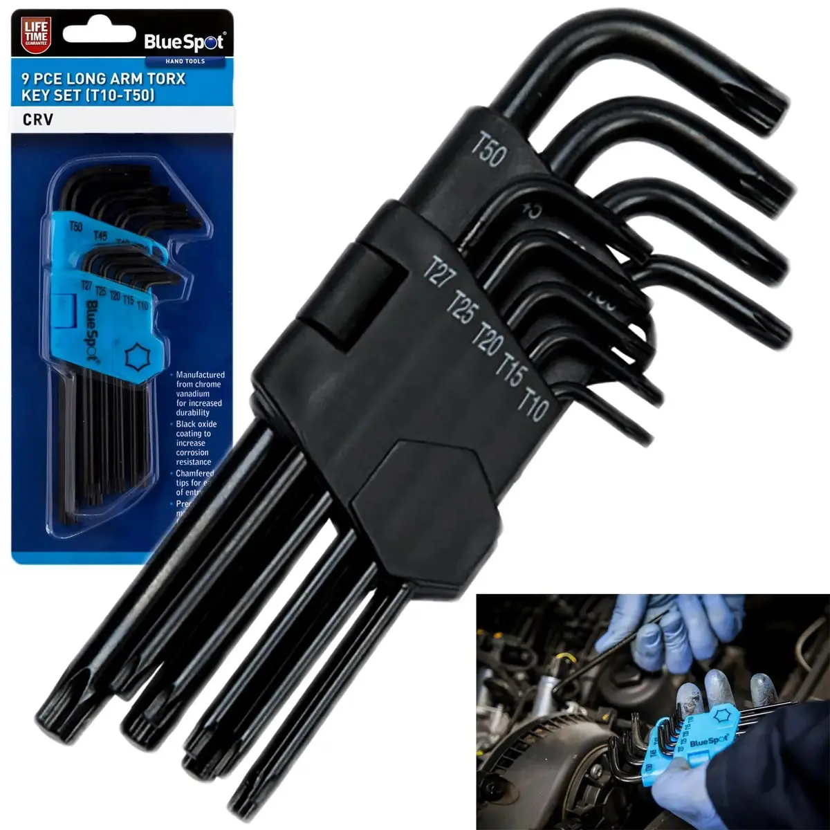 Bluespot Torx Key Set Long Arm 9 Piece T10-T50 1