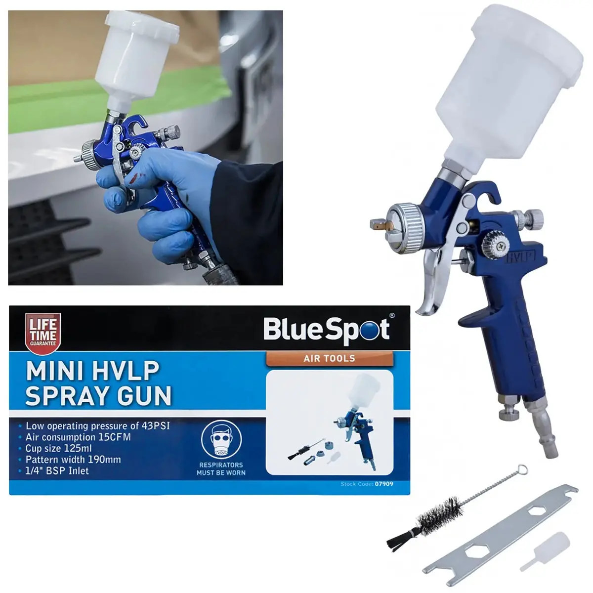 Bluespot 125Ml Mini Hvlp Gravity Feed Spray Gun 0.8Mm Set Up 1