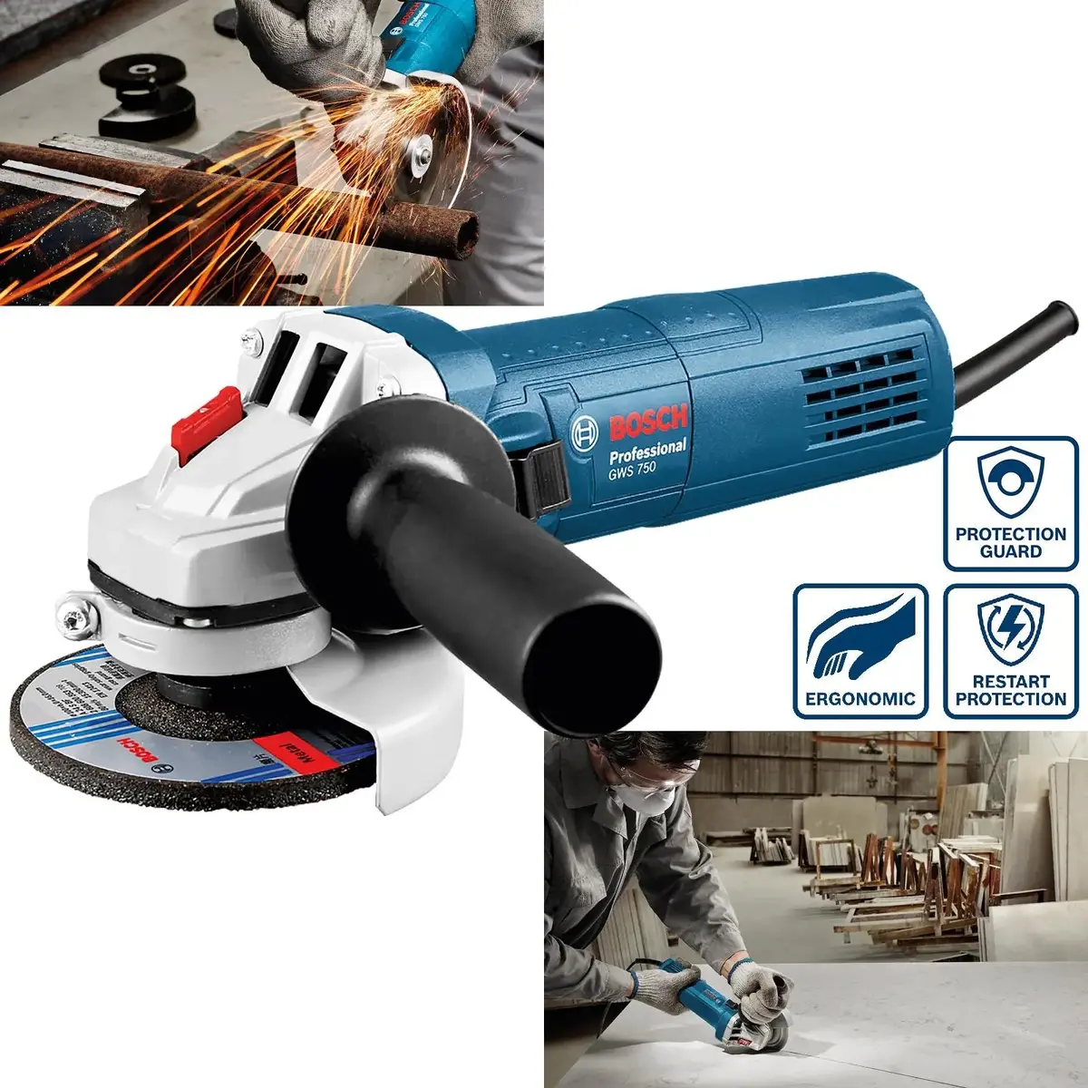 Bosch Angle Grinder 115Mm 750W 110V Corded Gws 750 1