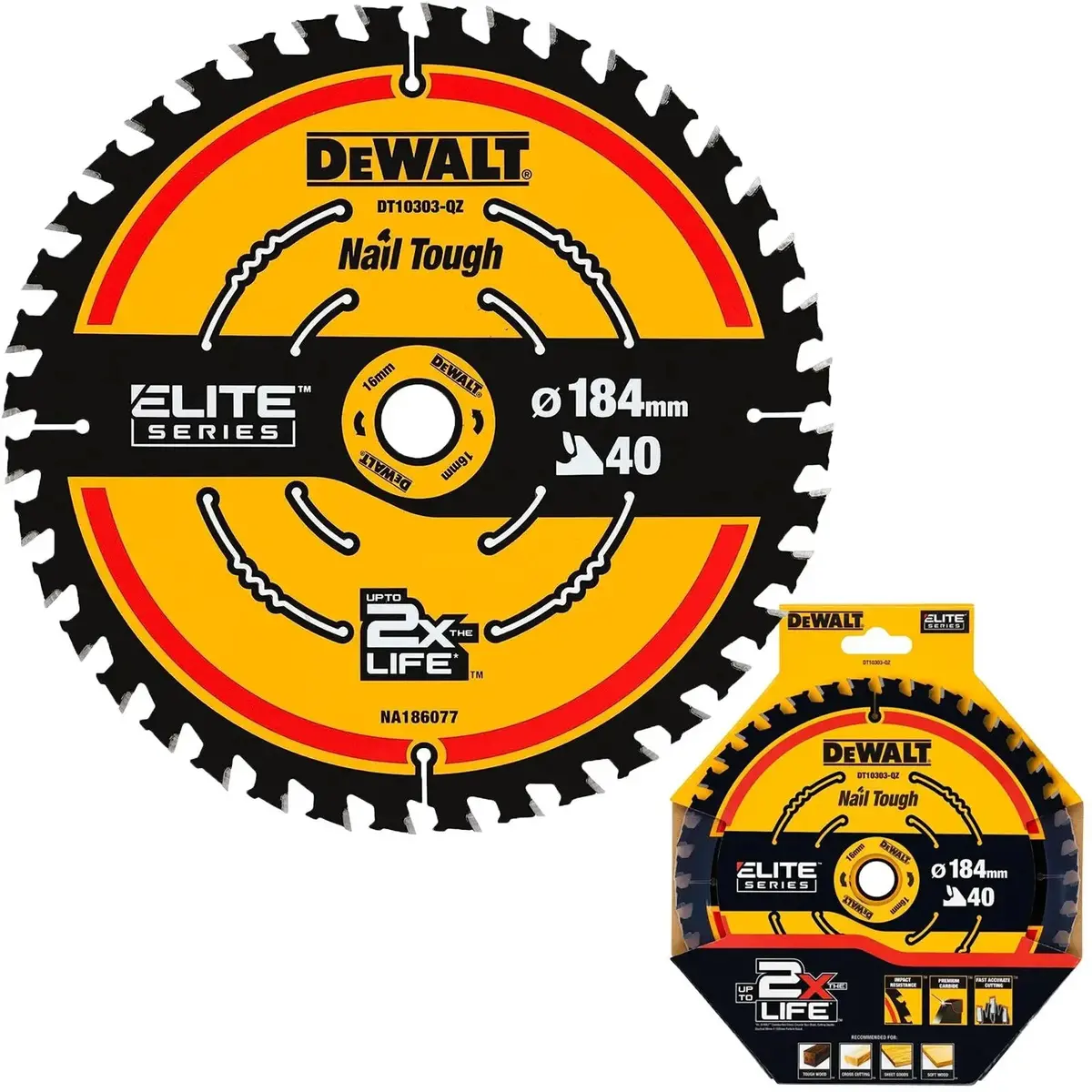 Dewalt Elite Circular Saw Blade 184Mm X 16Mm 40T Wood Cutting Framing Dt10303 1