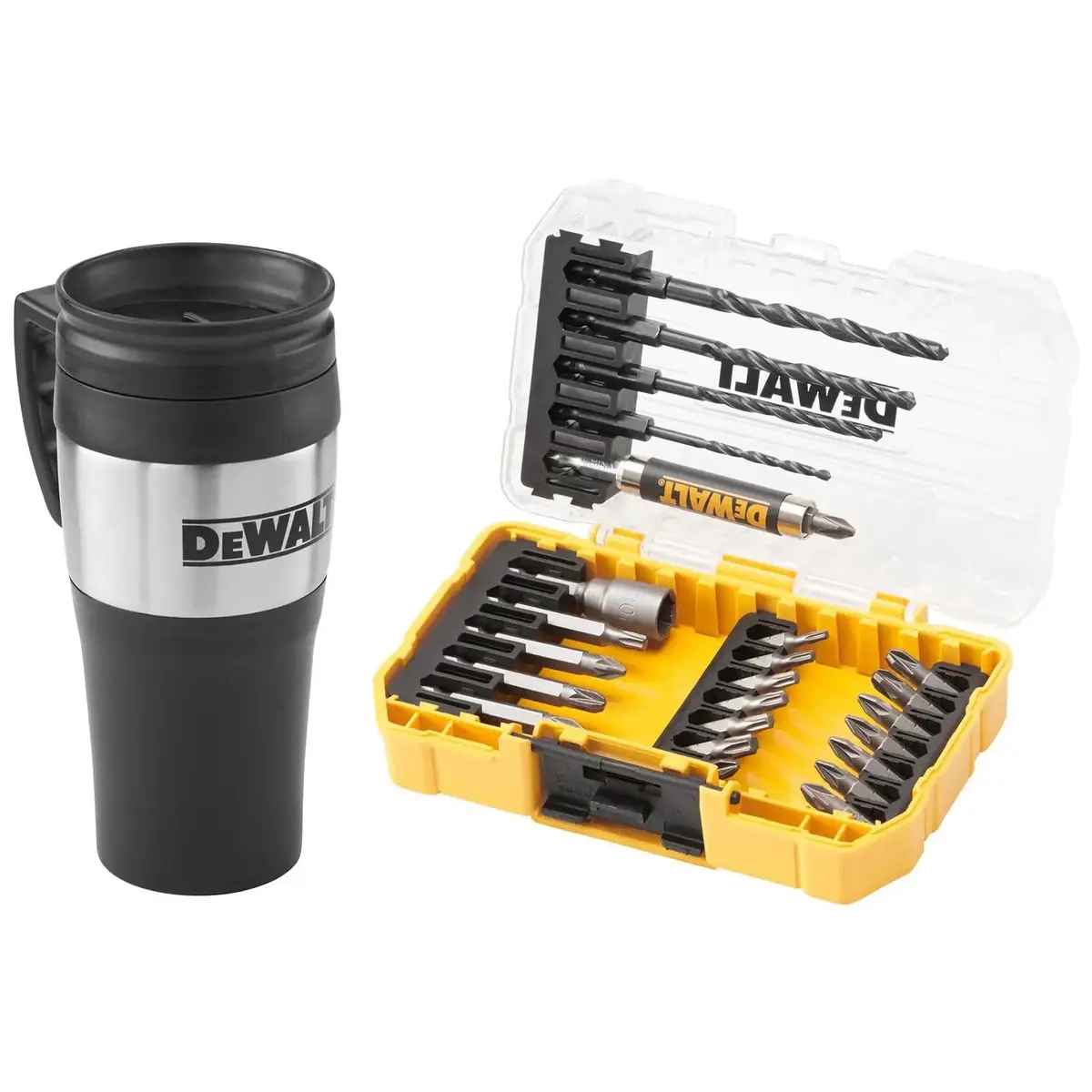 Dewalt Screwdriver And Drill Bit Set 25 Piece With Thermal Mug 1