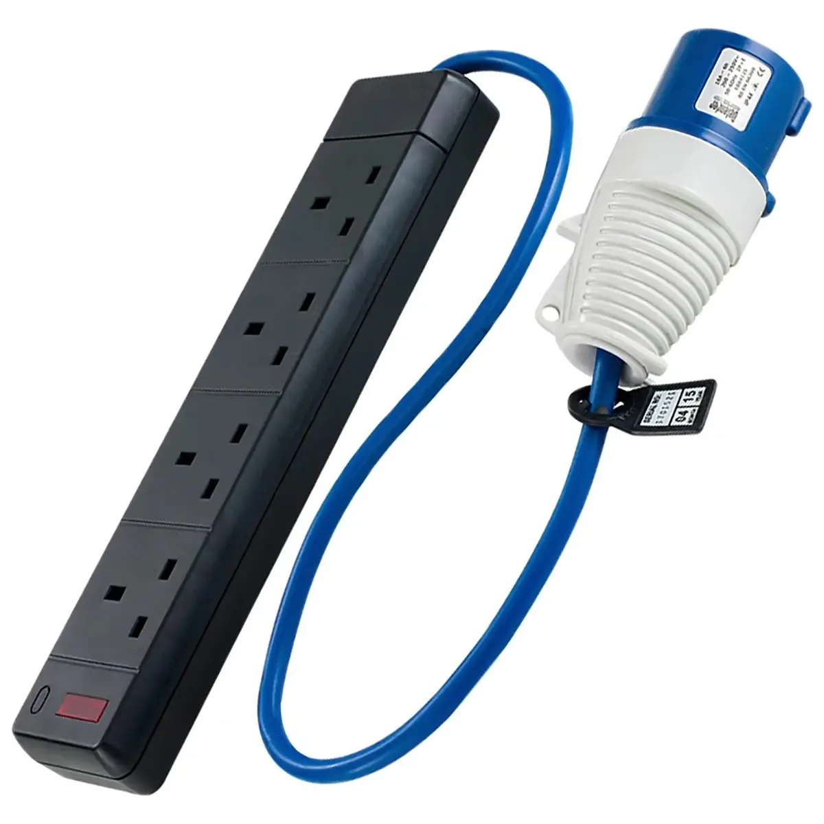 Defender 230V Fly Lead Converter 16A Plug To 4 Gang 13A Socket Caravan Generator 1