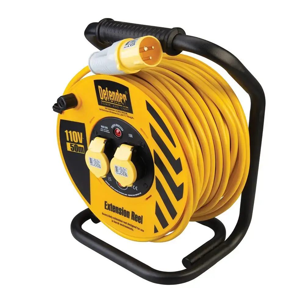 Defender Heavy Duty Industrial Cable Reel 50M 110V E86510 1