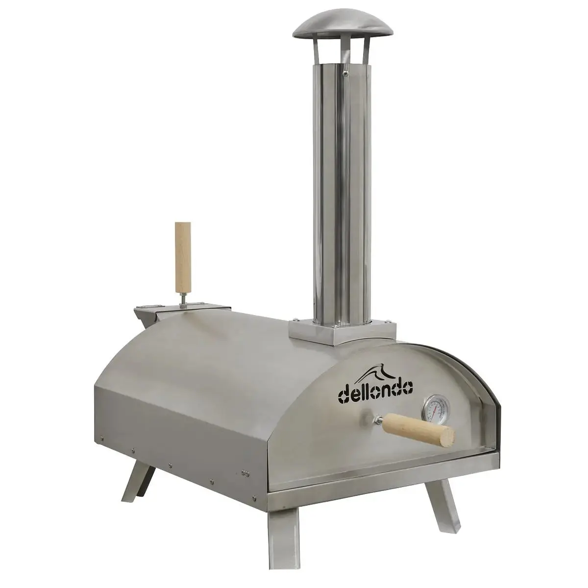 Dellonda 14" Portable Wood-Fired Pizza & Smoking Oven - Stainless Steel 1