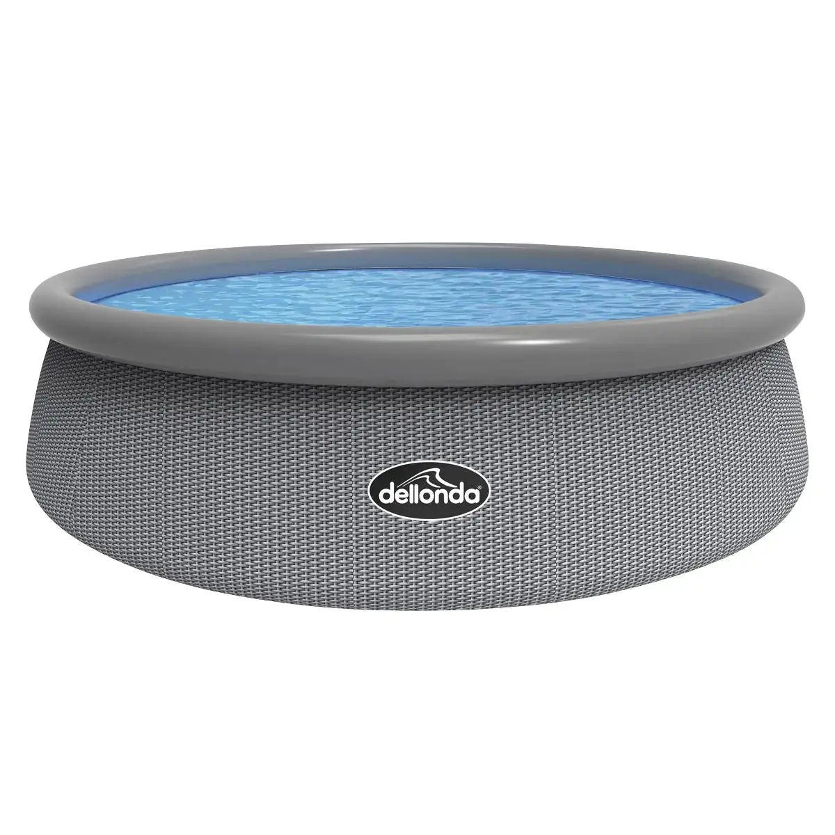 Dellonda 15Ft Round Garden Kids Paddling Swimming Pool & Pump Grey Rattan 1