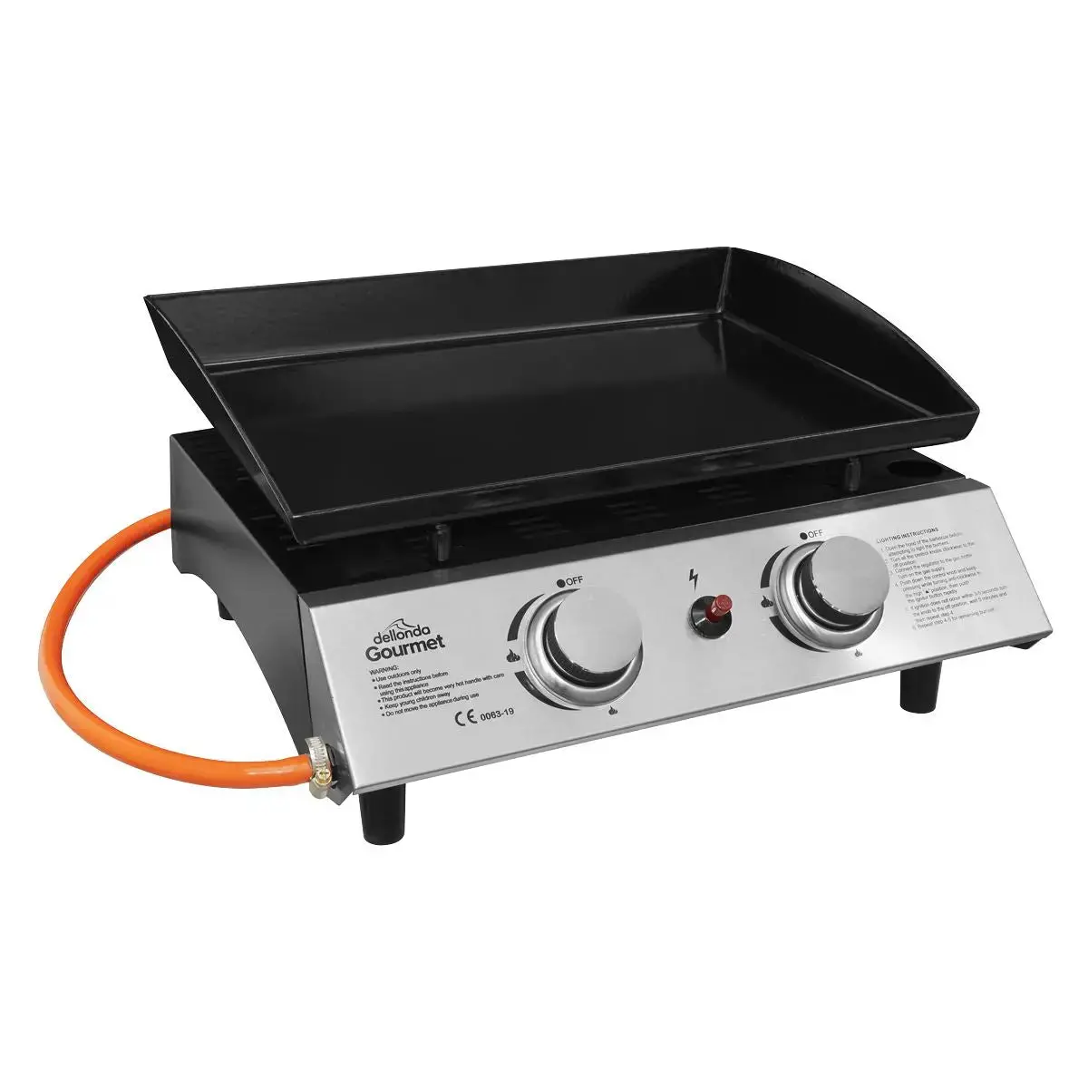 Dellonda 2 Burner Portable Gas Plancha 5Kw Bbq Griddle, Stainless Steel 1