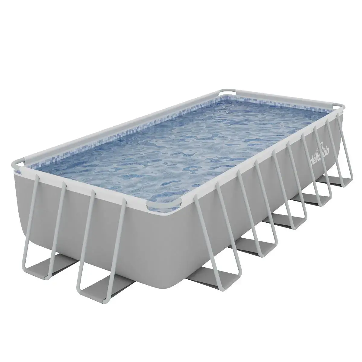 Dellonda 21Ft Deluxe Steel Frame Swimming Pool, Rectangular With Step Ladder, Pool And Ground Covers And Filter Sand Pump 1