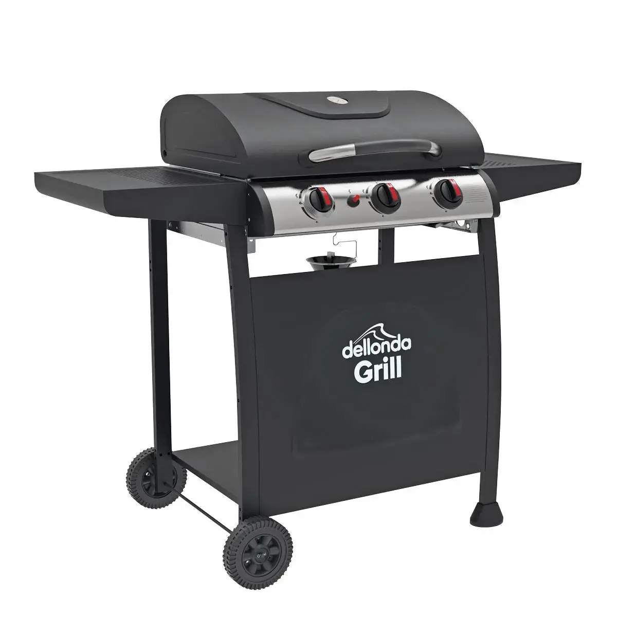 Dellonda 3 Burner Gas Bbq Grill, Ignition, Thermometer, Black/Stainless Steel 1