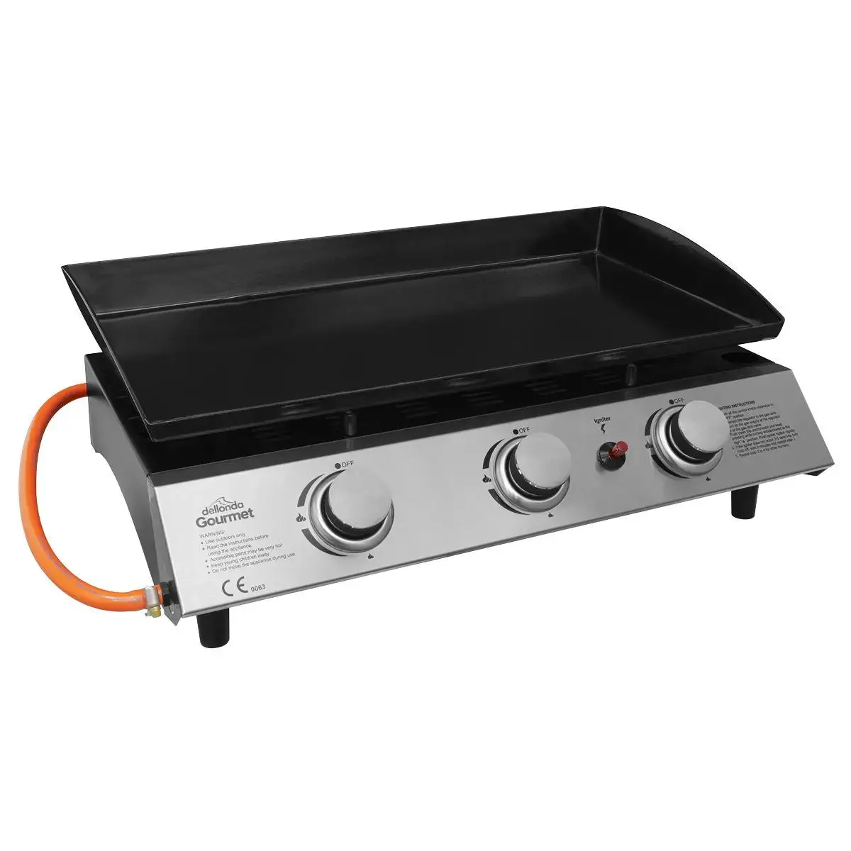 Dellonda 3 Burner Portable Gas Plancha 7.5Kw Bbq Griddle, Stainless Steel 1