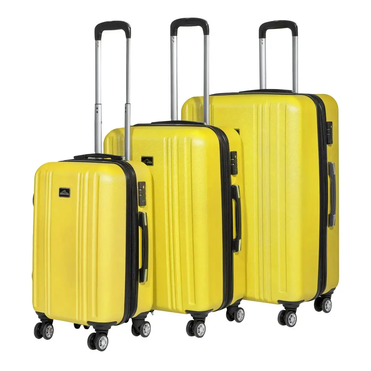 Dellonda 3-Piece Abs Luggage Set With Integrated Tsa Approved Combination Lock - Yellow - Dl124 1