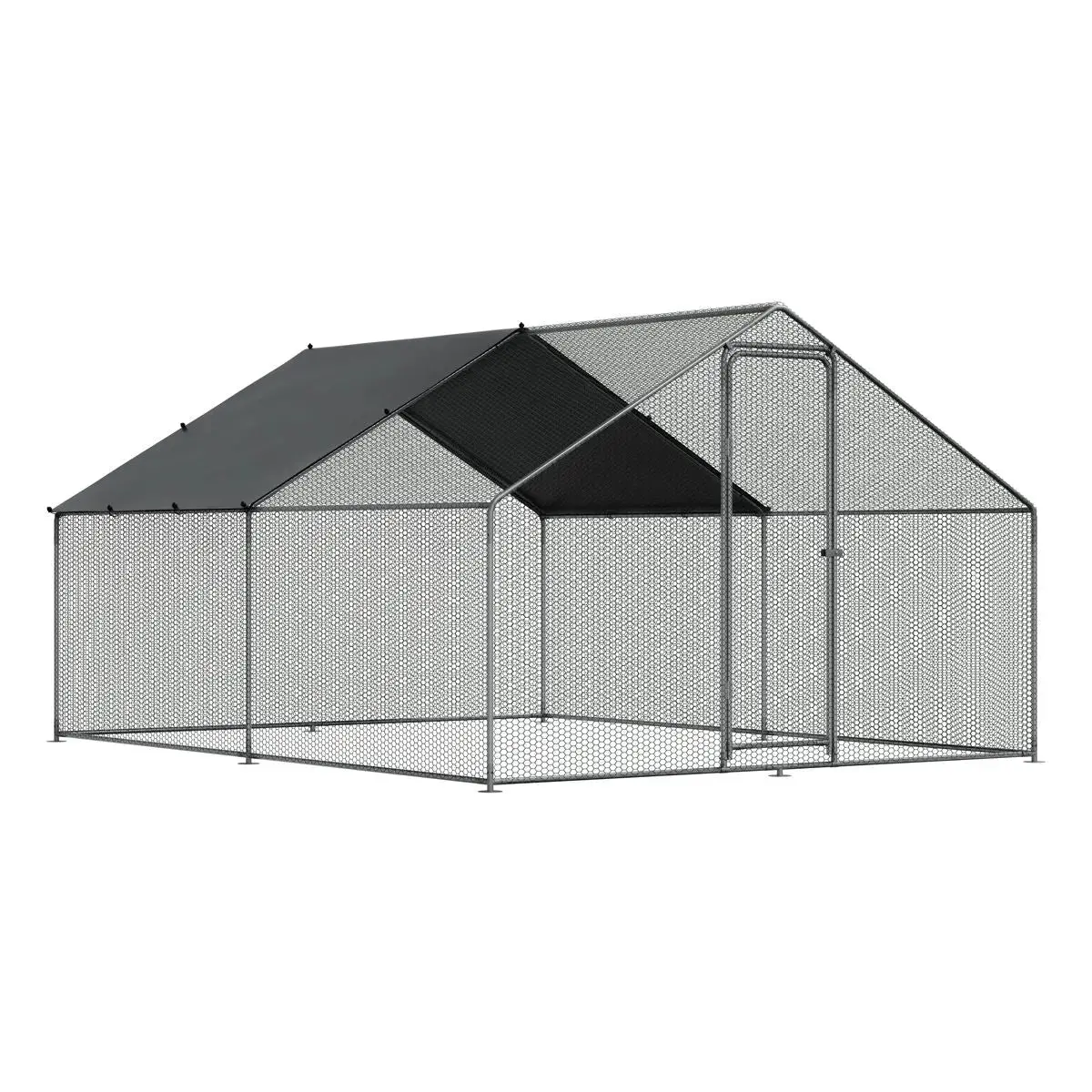 Dellonda 3 X 4 X 2M Walk-In Chicken Run, Galvanized Steel, Roof Cover, Pvc Coated Chicken Wire 1