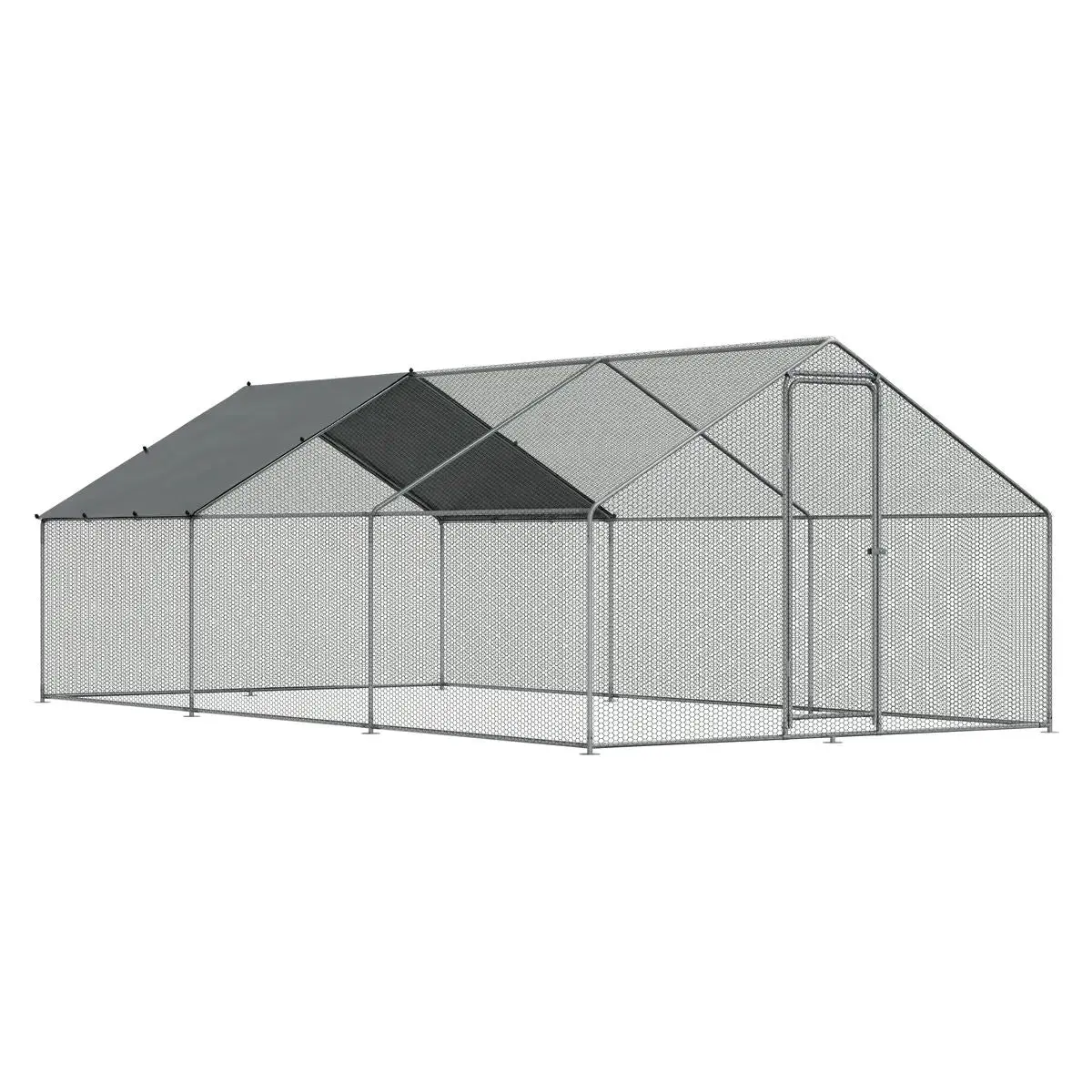 Dellonda 3 X 6 X 2M Walk-In Chicken Run, Galvanized Steel, Roof Cover, Pvc Coated Chicken Wire 1