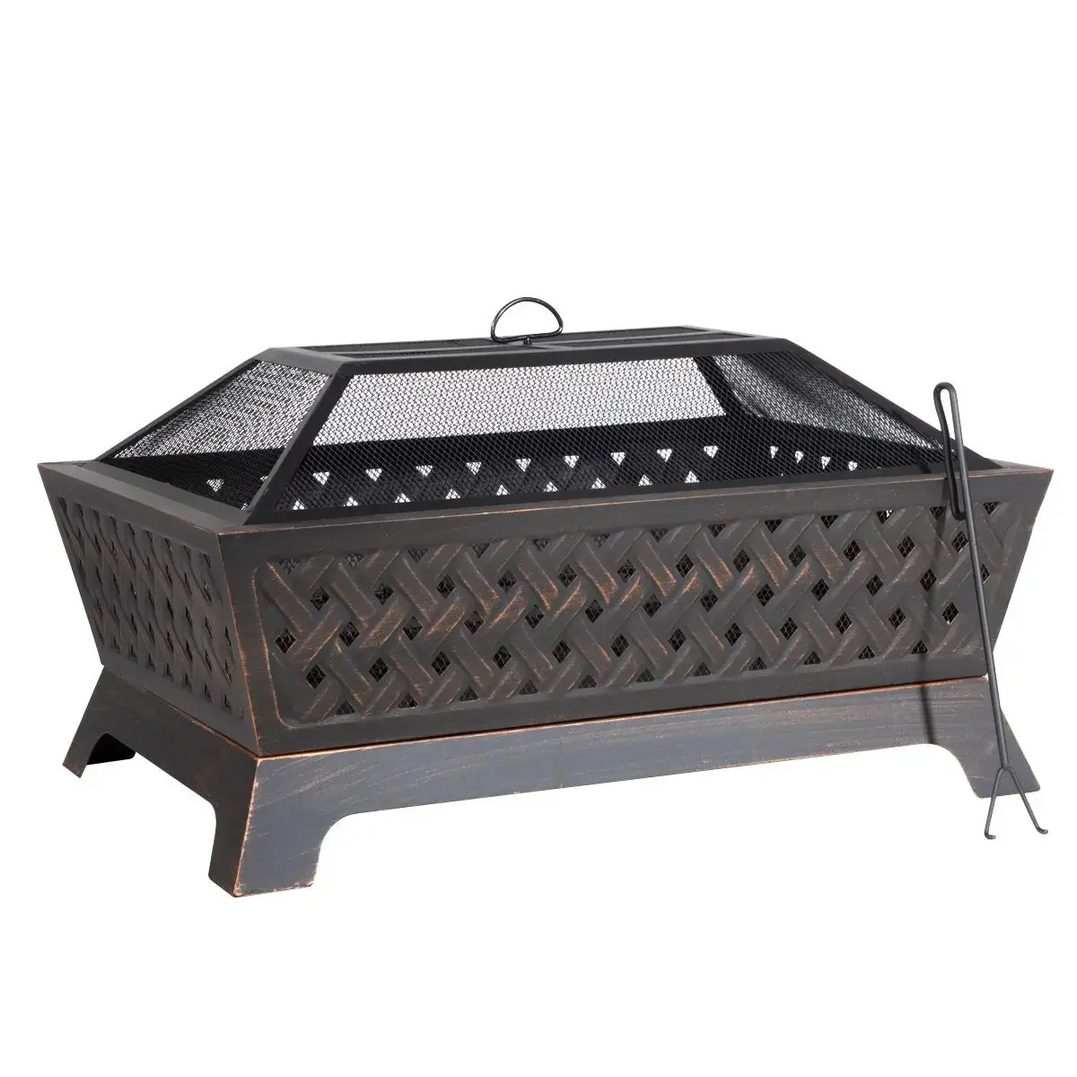 Dellonda 35" Rectangular Outdoor Fire Pit, Antique Bronze Effect 1