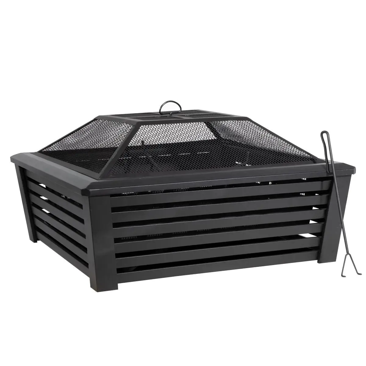 Dellonda 35" Square Outdoor Fire Pit, Black 1