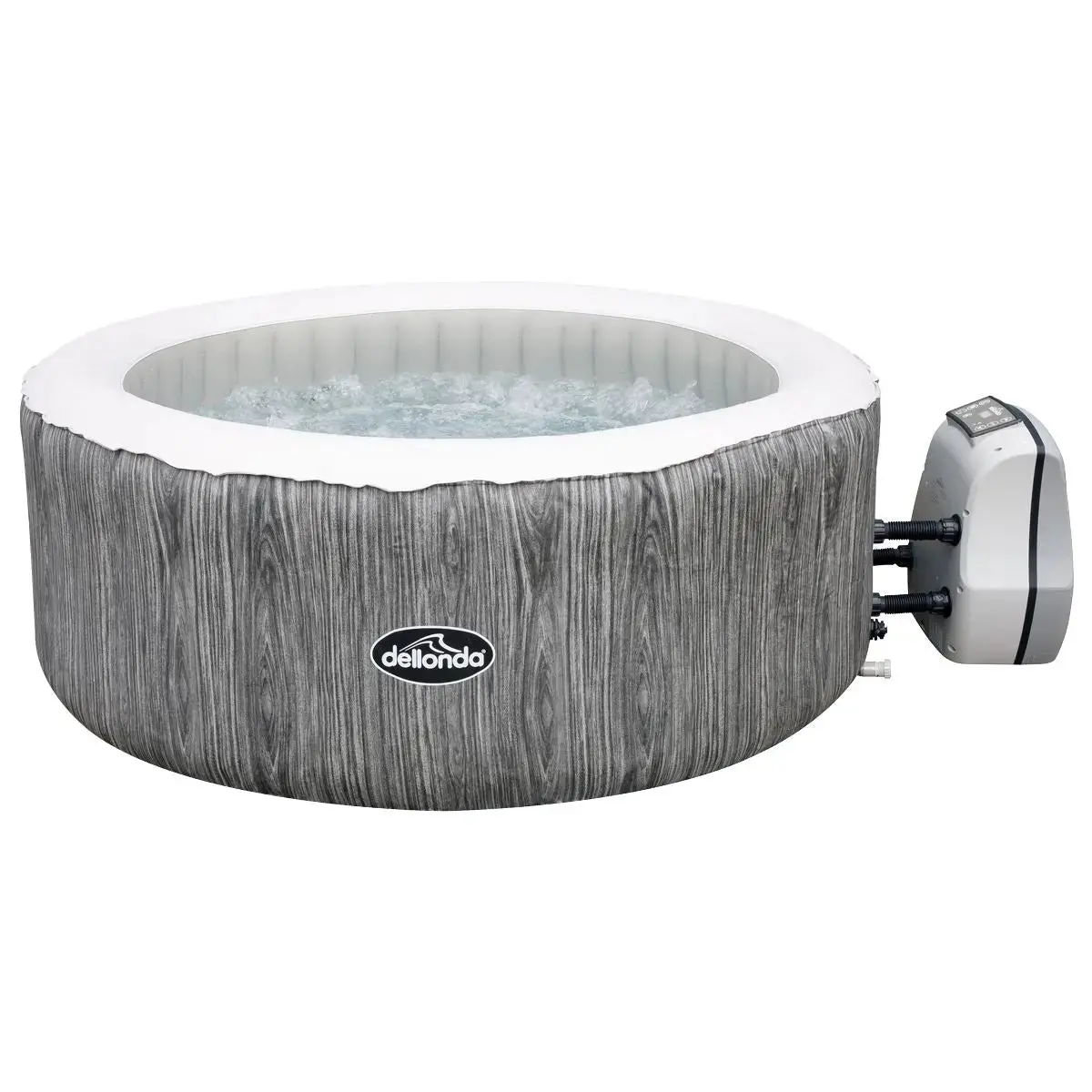 Dellonda 4-6 Person Inflatable Hot Tub Spa With Smart Pump - Wood Effect 1