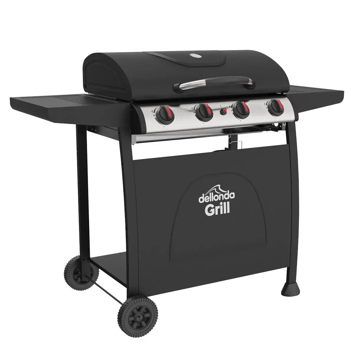 Dellonda 4 Burner Gas Bbq Grill, Ignition, Thermometer, Black/Stainless Steel 1