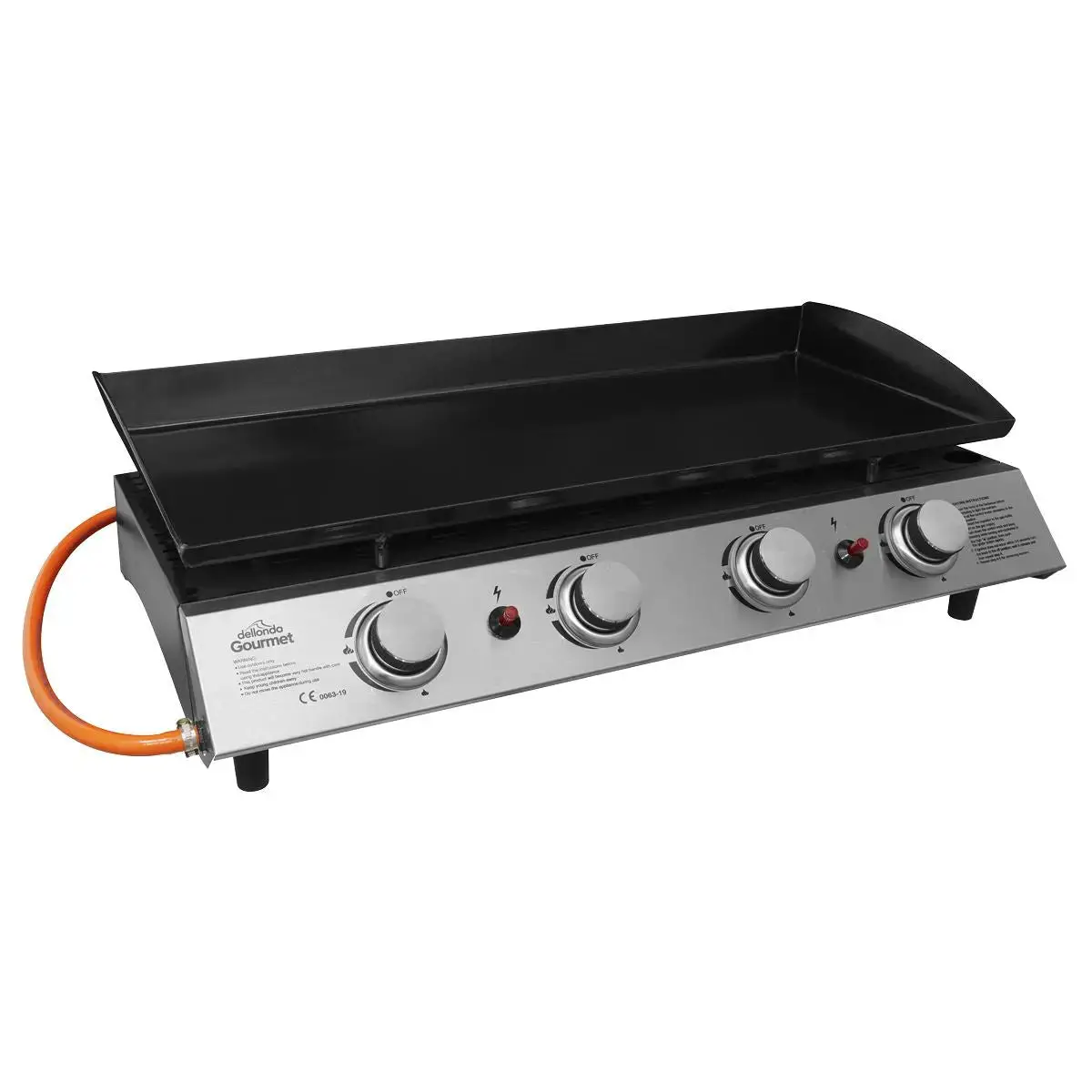 Dellonda 4 Burner Portable Gas Plancha 10Kw Bbq Griddle, Stainless Steel 1
