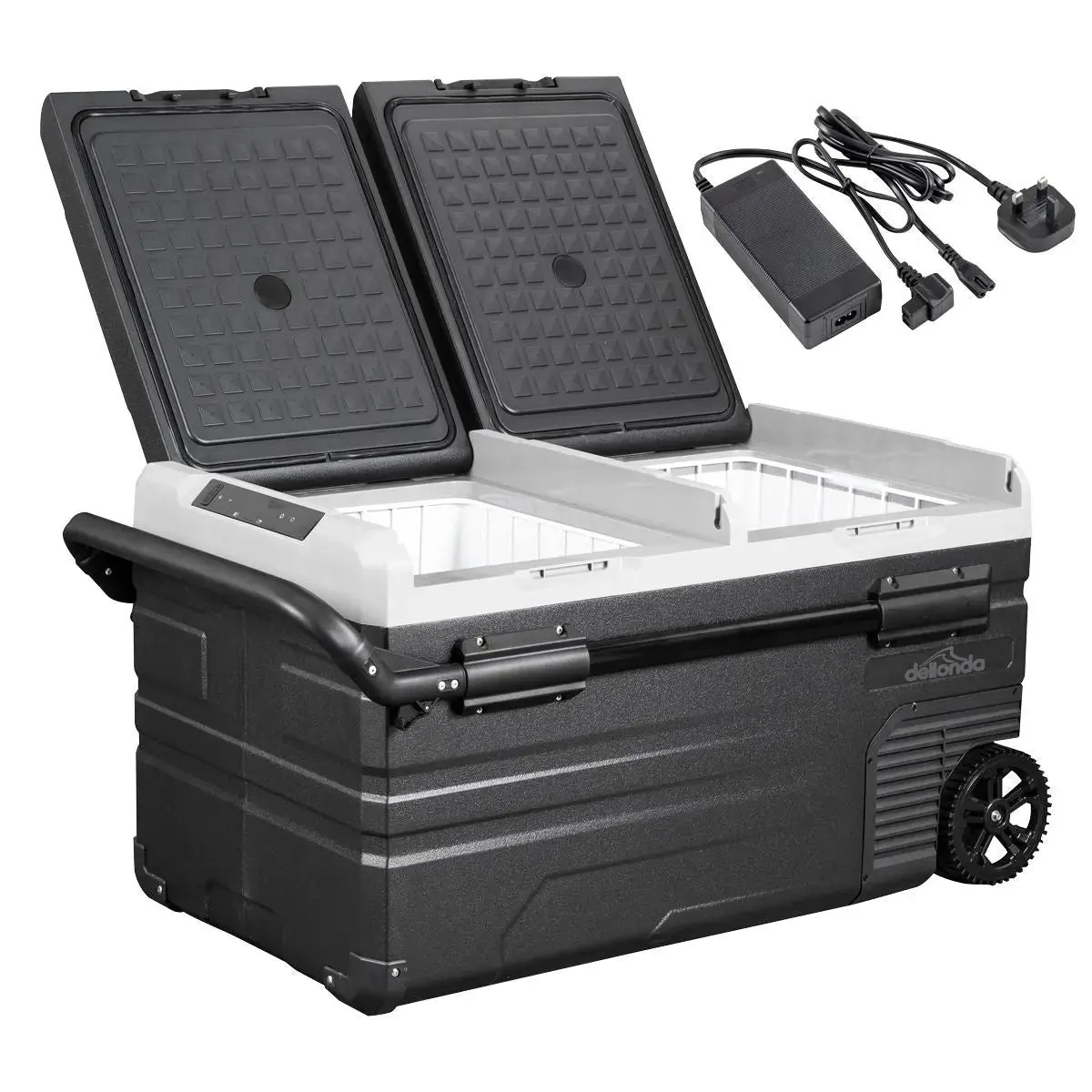 Dellonda 75L Portable Car Fridge, Freezer, 12/24/230V Dual Zone Compressor 1