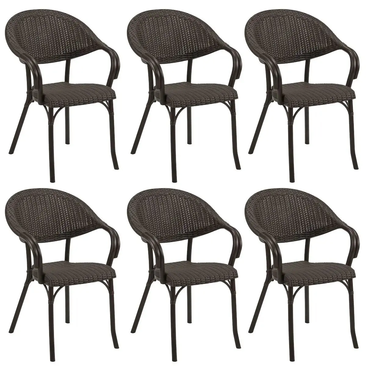Dellonda Armchair Weather Resistant Pp Body Stackable X 6, Dark Wood 1